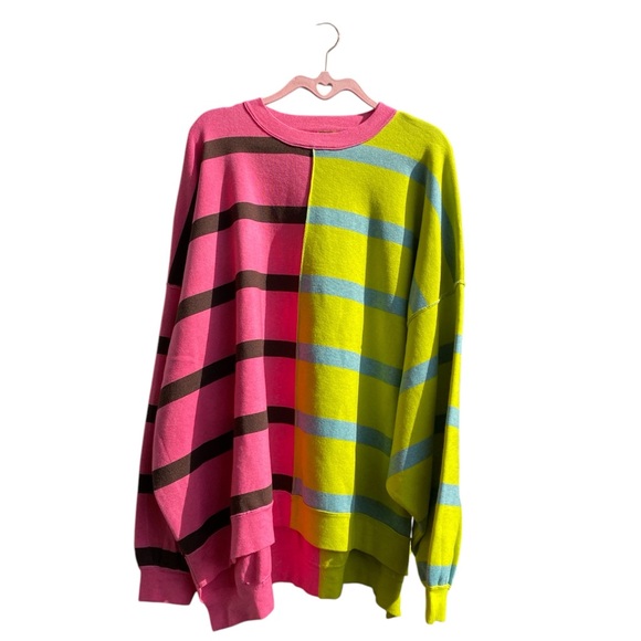 Free people Uptown Stripe Pullover Colorful Striped Oversized Sweater - Picture 4 of 6
